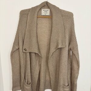 Abercrombie & Fitch Cream Knit Open Front Shawl Cardigan Sweater 2000’s wool Y2K